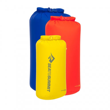 Lightweight Dry Bag Set Multi 3-sack [1] 8L Yellow, [1] 13L Orange, [1] 20L Blue - Gear For Adventure