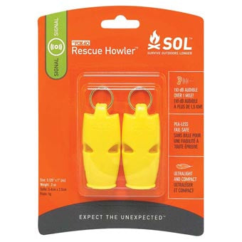 SOL Rescue Howler Whistle 2PK - Gear For Adventure