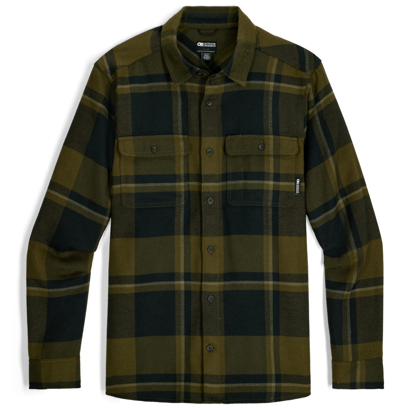 Outdoor Research Feedback Flannel Twill Shirt Dark Olive Plaid