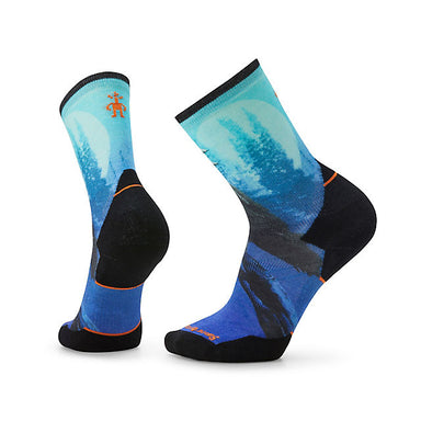 Smartwool Athlete Edition Run Raven Print Crew Socks Alpine Blue