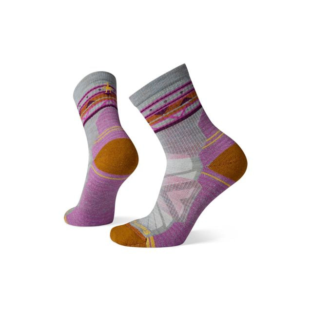 Smartwool Hike Light Cushion Zig Zag Valley Mid Crew Socks Lunar Gray Heather