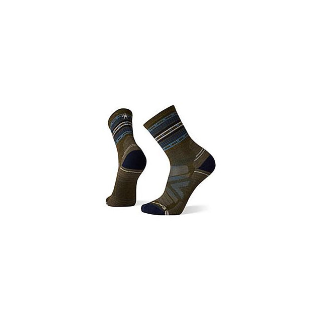 Smartwool Hike Light Cushion Spiked Stripe Crew Socks Military Olive