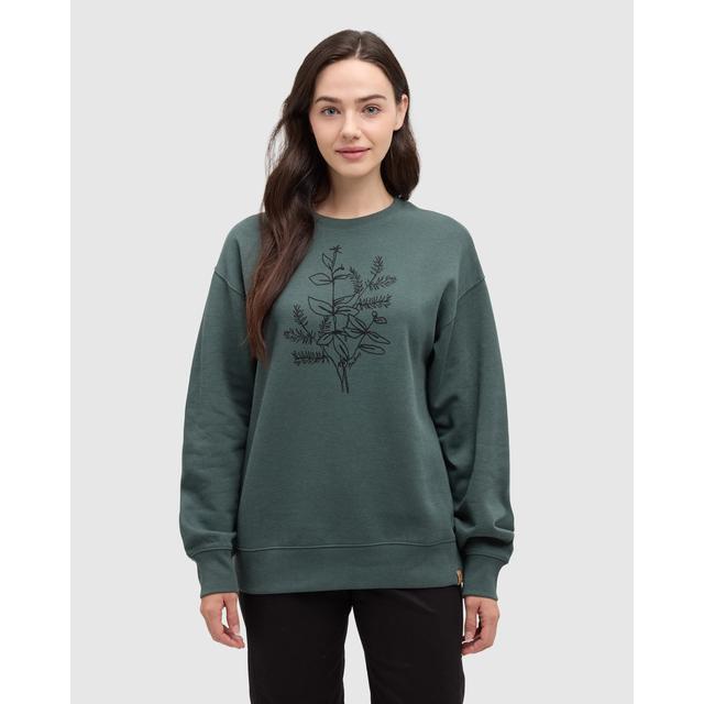 Tentree Autumn Flora Crew Pine Green Meteorite Black