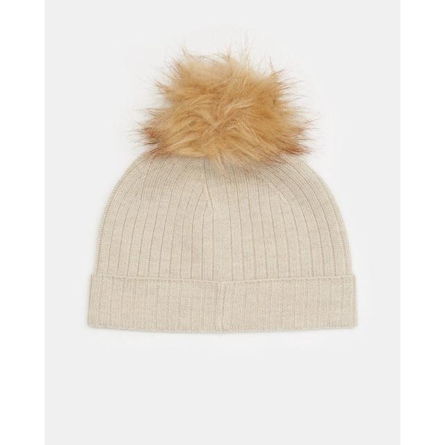 Tentree Wool Faux Fur Pom Beanie Oatmeal