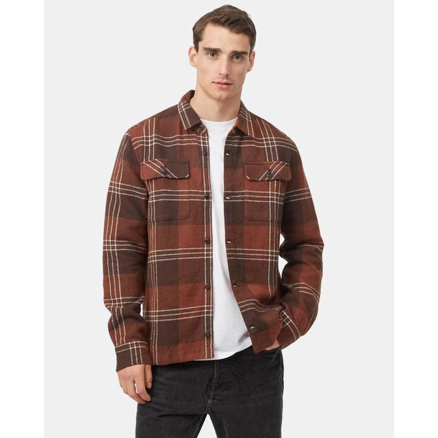 Tentree Heavy Weight Flannel Jacket Dark Oak Sepia Oatmeal