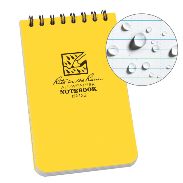 Weatherproof Top Spiral Notebook, 3" x 5", Yellow Cover, Universal Pattern (No. 135) - Gear For Adventure