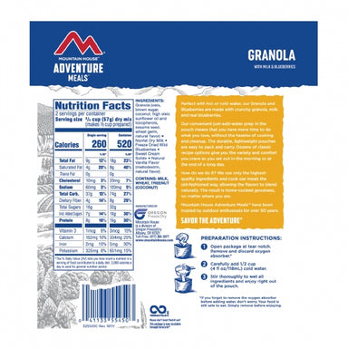 Mountain House Granola w/Blueberries & Milk Clean Label - Gear For Adventure