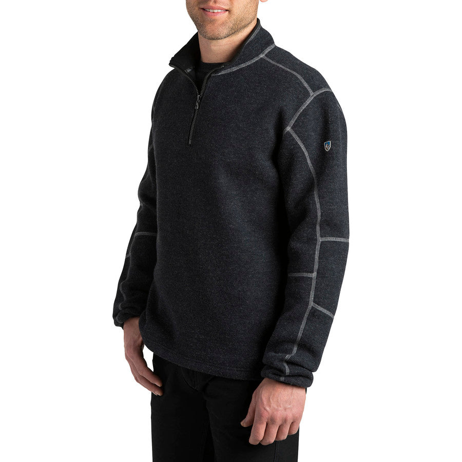 Kuhl Sweater Mens Large Black Gray Kashmira 1/4 Zip Fleece Outdoors