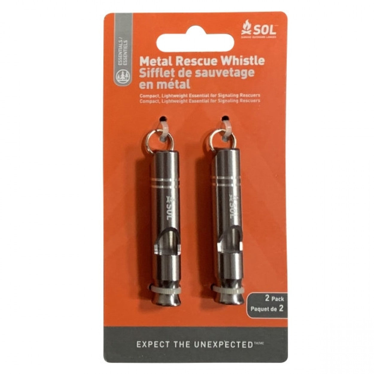 SOL Rescue Metal Whistle 2pk - Gear For Adventure