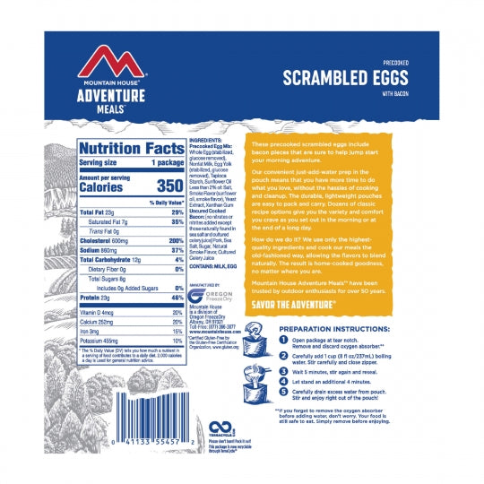 Mountain House Scrambled Eggs/Bacon Clean Label - Gear For Adventure