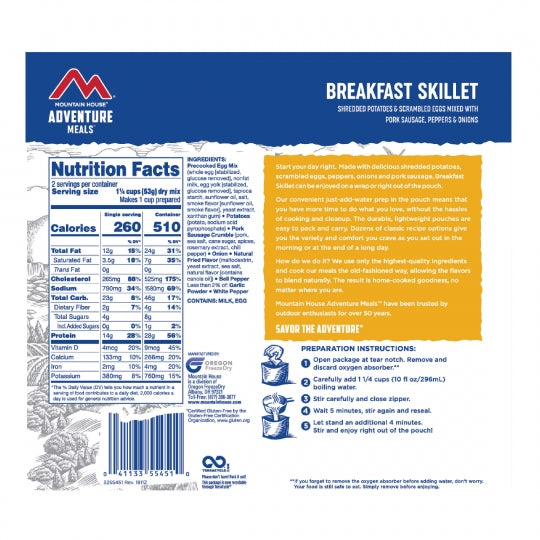 Mountain House Breakfast Skillet Clean Label - Gear For Adventure